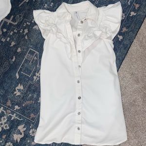 Zara white denim sleeveless ruffle dress- size XS!!